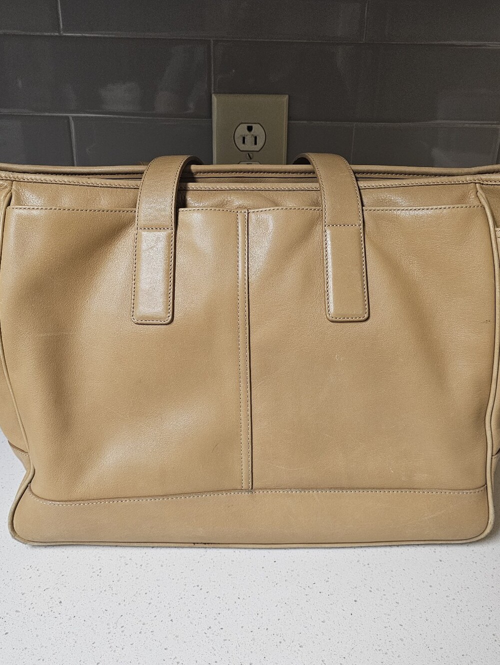 COACH Vintage Leather Large Diaper Tote Bag with changing pad